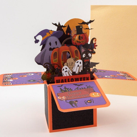 Halloween Pop-up Cards - Haunted Mansion 3D Pop-up Box - Unique Greeting Cards - Laser Cut Cards - with Envelope