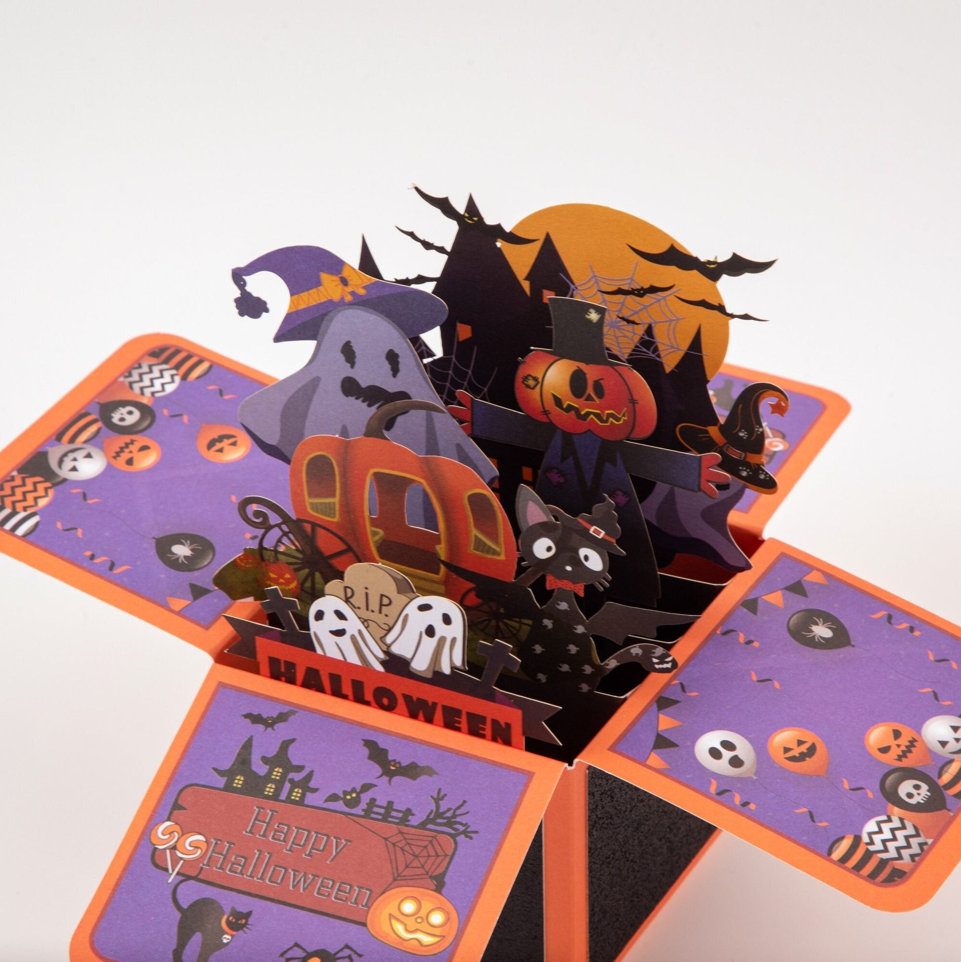 Halloween Pop-up Cards - Haunted Mansion 3D Pop-up Box - Unique Greeting Cards - Laser Cut Cards - with Envelope