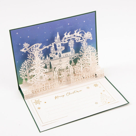 Enchanted Winter Wonderland - Merry Christmas Pop-up Card - 3D Creative Unique Greeting Card - Laser Cut Card - with Envelope