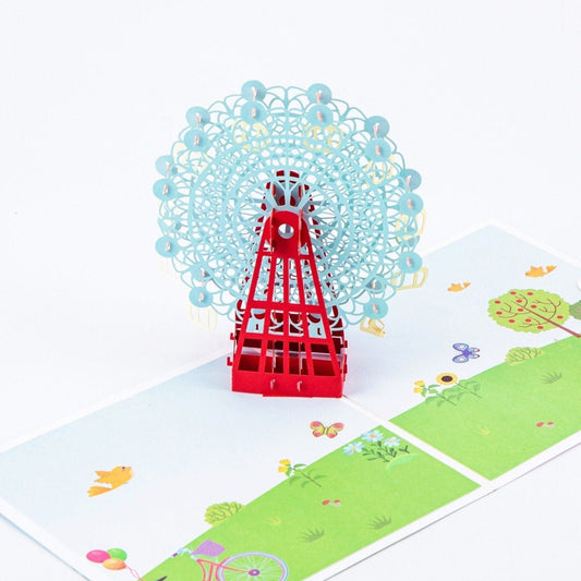 Ferris Wheel - Happy Everyday All Occasion Popup Card with Envelope - 3D Creative Unique Greeting Card