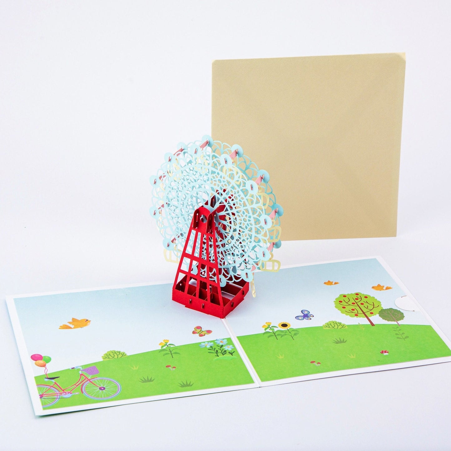 Ferris Wheel - Happy Everyday All Occasion Popup Card with Envelope - 3D Creative Unique Greeting Card