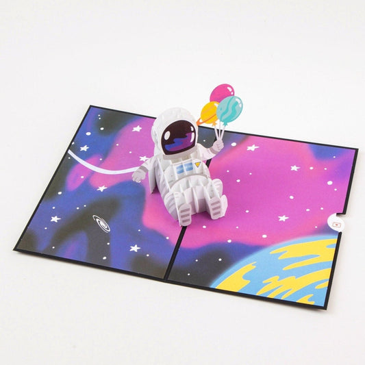 Greetings From an Astronaut - Pop Up Greeting Card with Envelope - Unique 3D Birthday Card