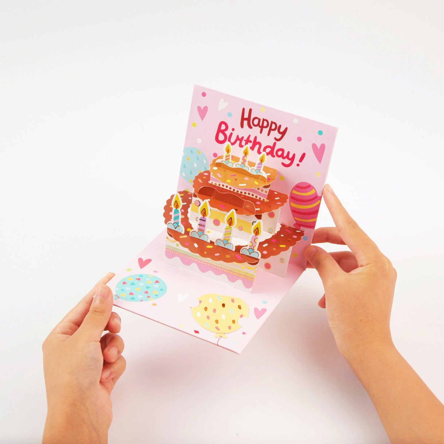 Balloon and Birthday Cake - Pop Up Birthday Card with Envelope - Unique 3D Birthday Greeting Card