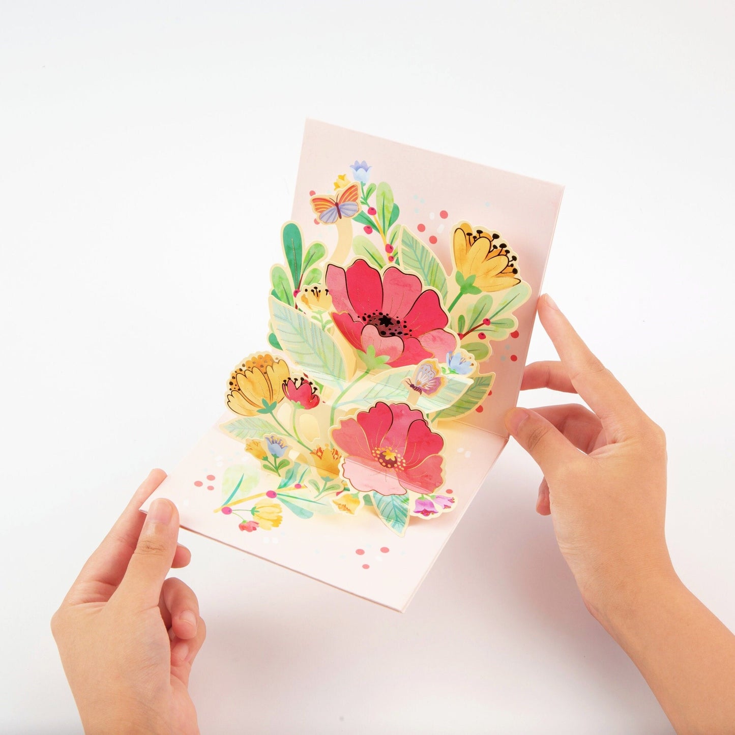 Oh Happy Day - Pop Up Flower Greeting Card with Envelope - Unique 3D Floral Greeting Card