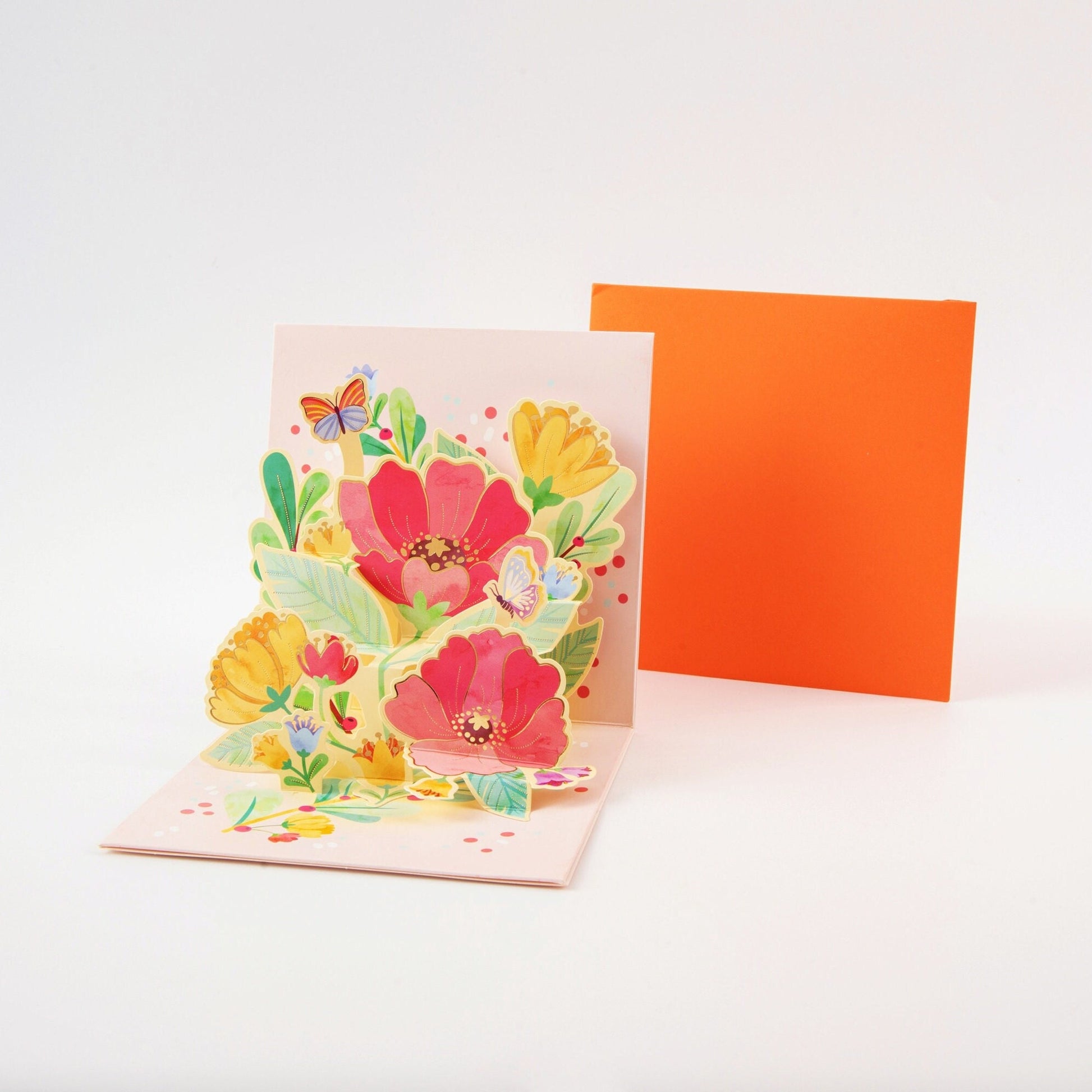 Oh Happy Day - Pop Up Flower Greeting Card with Envelope - Unique 3D Floral Greeting Card