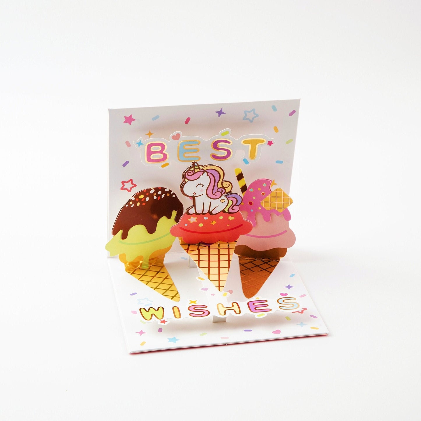 Unicorn's Sweet Treat - Pop Up Birthday Card with Envelope - Unique 3D Birthday Greeting Card