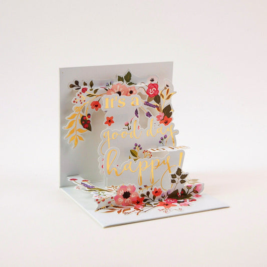 Floral Happiness - Pop Up Greeting Card with Envelope - Unique 3D Greeting Card