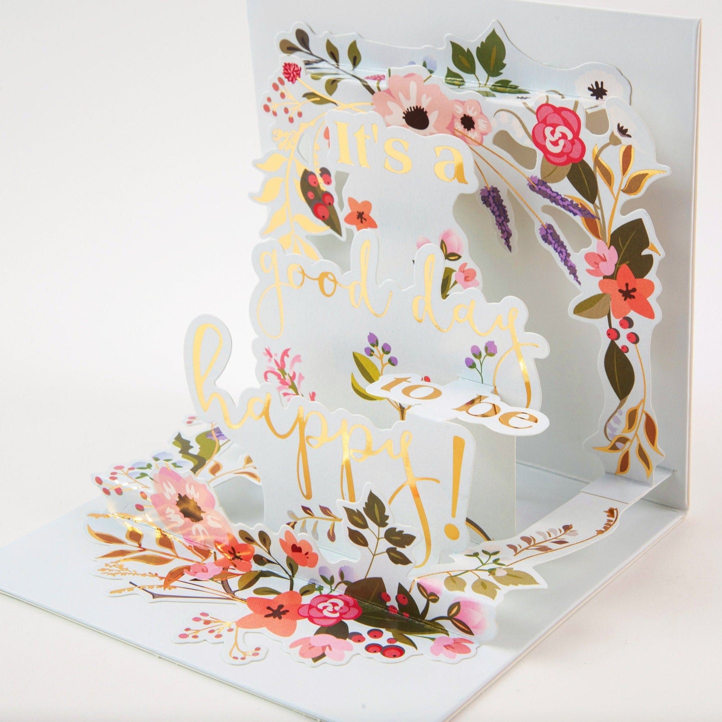 Floral Happiness - Pop Up Greeting Card with Envelope - Unique 3D Greeting Card