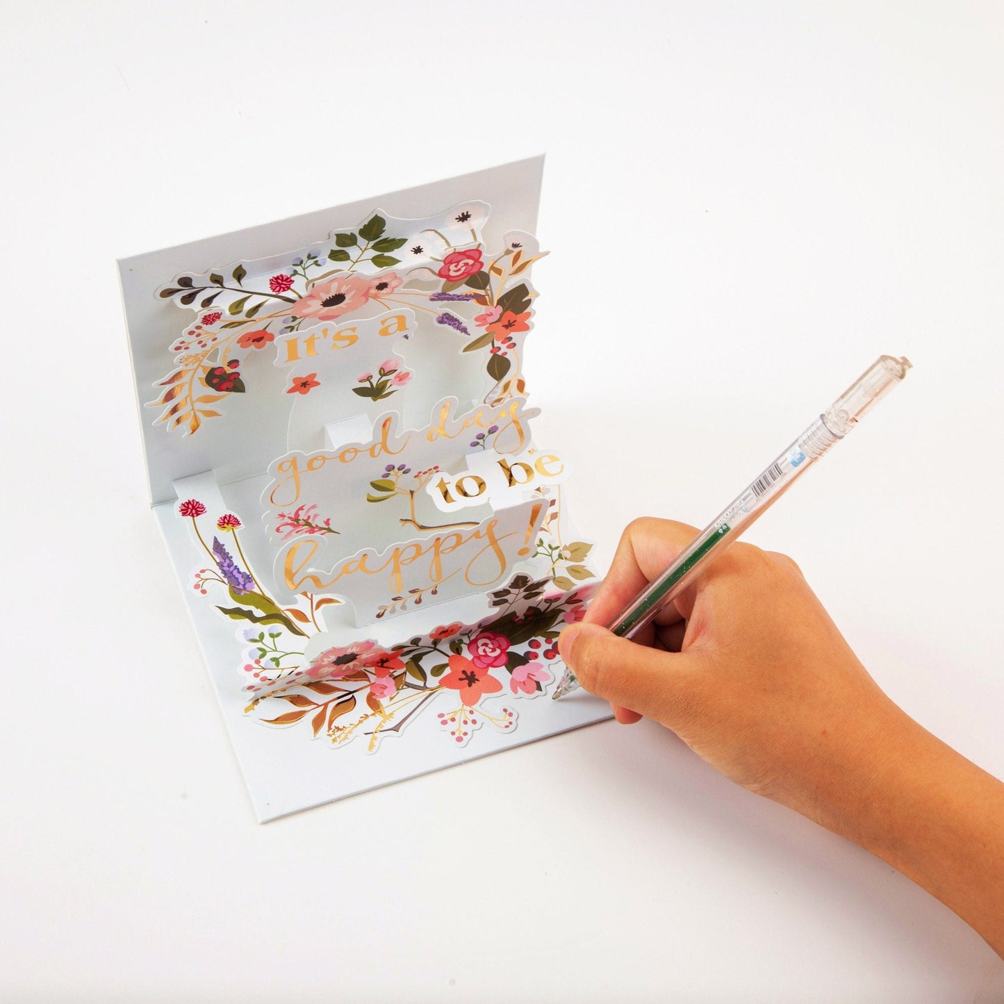 Floral Happiness - Pop Up Greeting Card with Envelope - Unique 3D Greeting Card