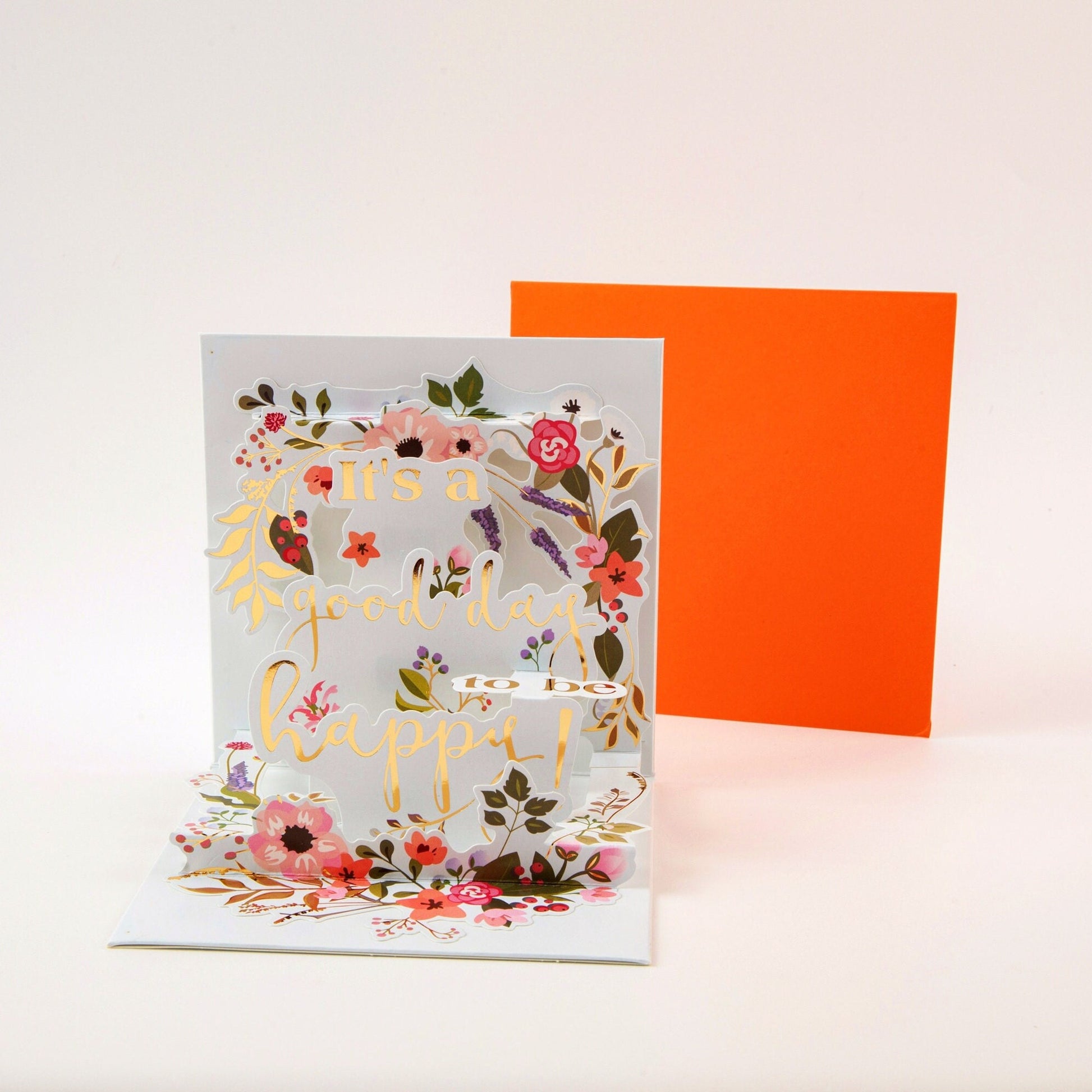 Floral Happiness - Pop Up Greeting Card with Envelope - Unique 3D Greeting Card