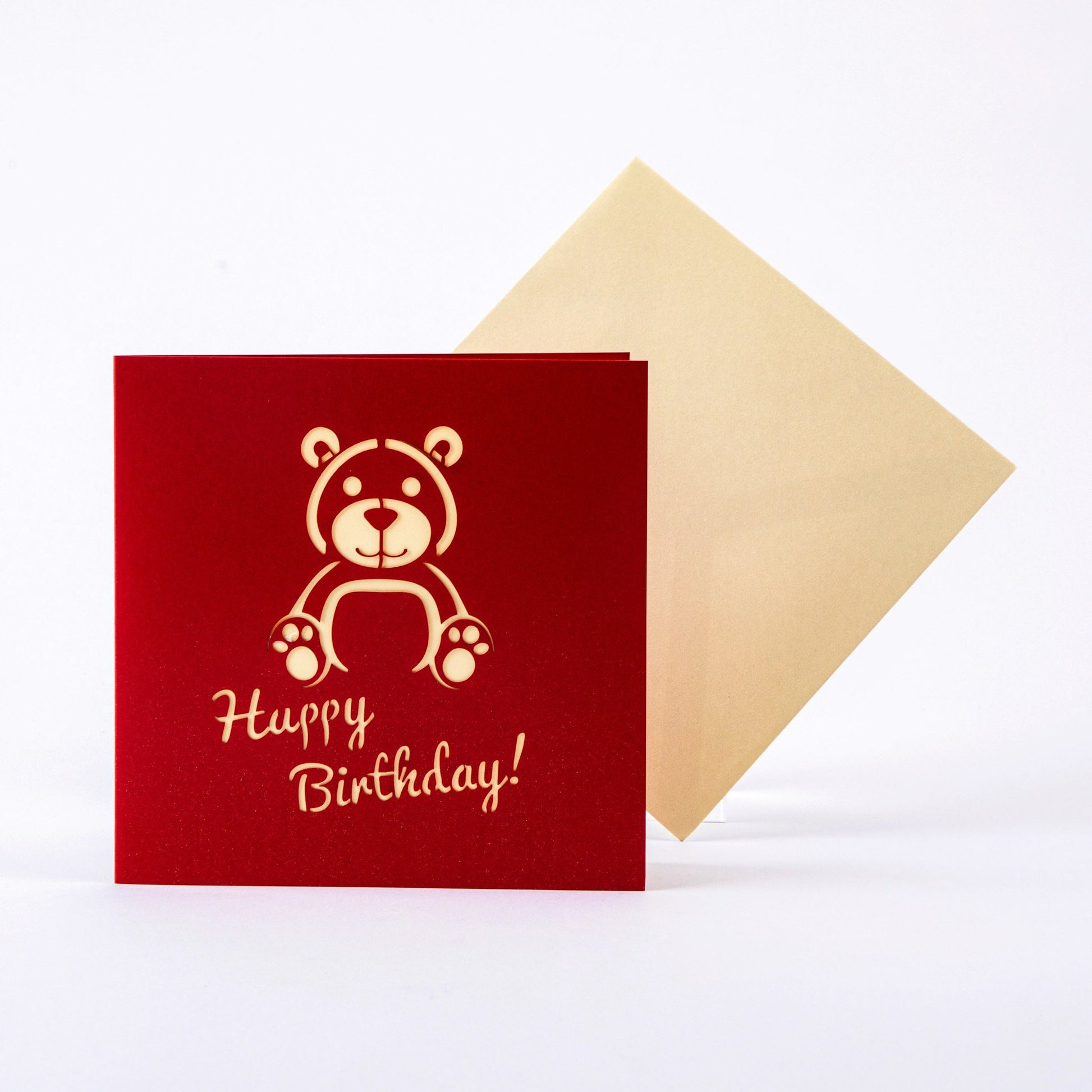 Cute Bear Birthday Popup Card - Pop Up Birthday Card with Envelope - Cute 3D Birthday Card