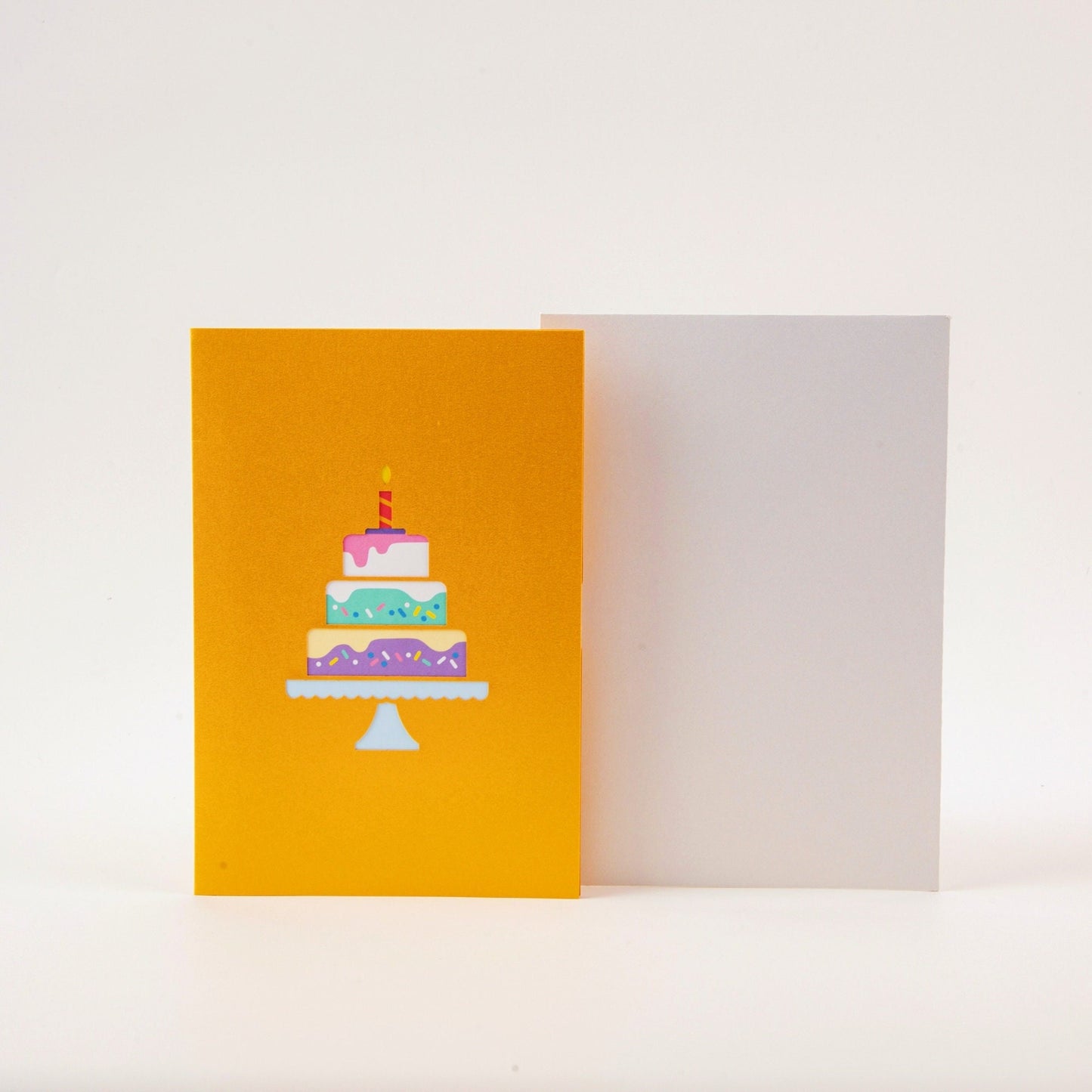 Birthday Cake with Lighted Candle - Pop Up Birthday Card with Envelope - Unique 3D Birthday Greeting Card