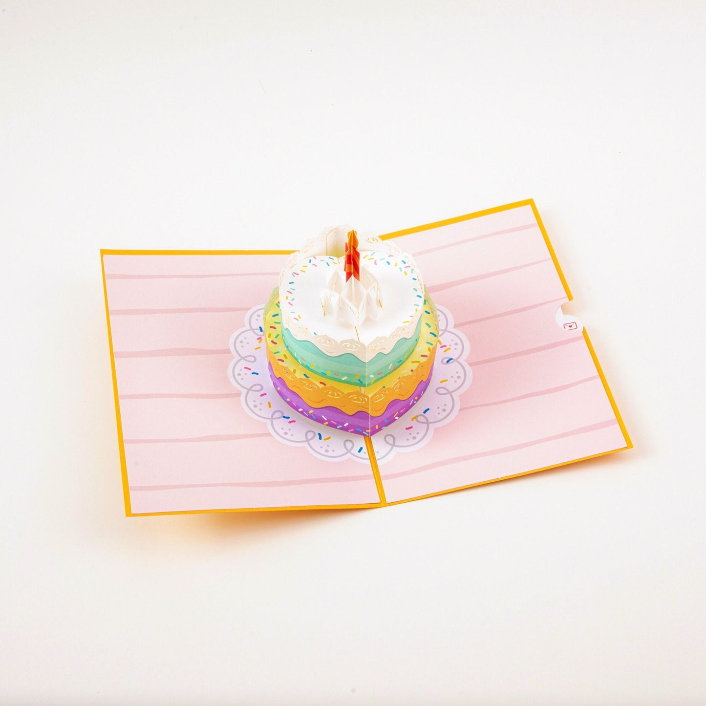 Birthday Cake with Lighted Candle - Pop Up Birthday Card with Envelope - Unique 3D Birthday Greeting Card