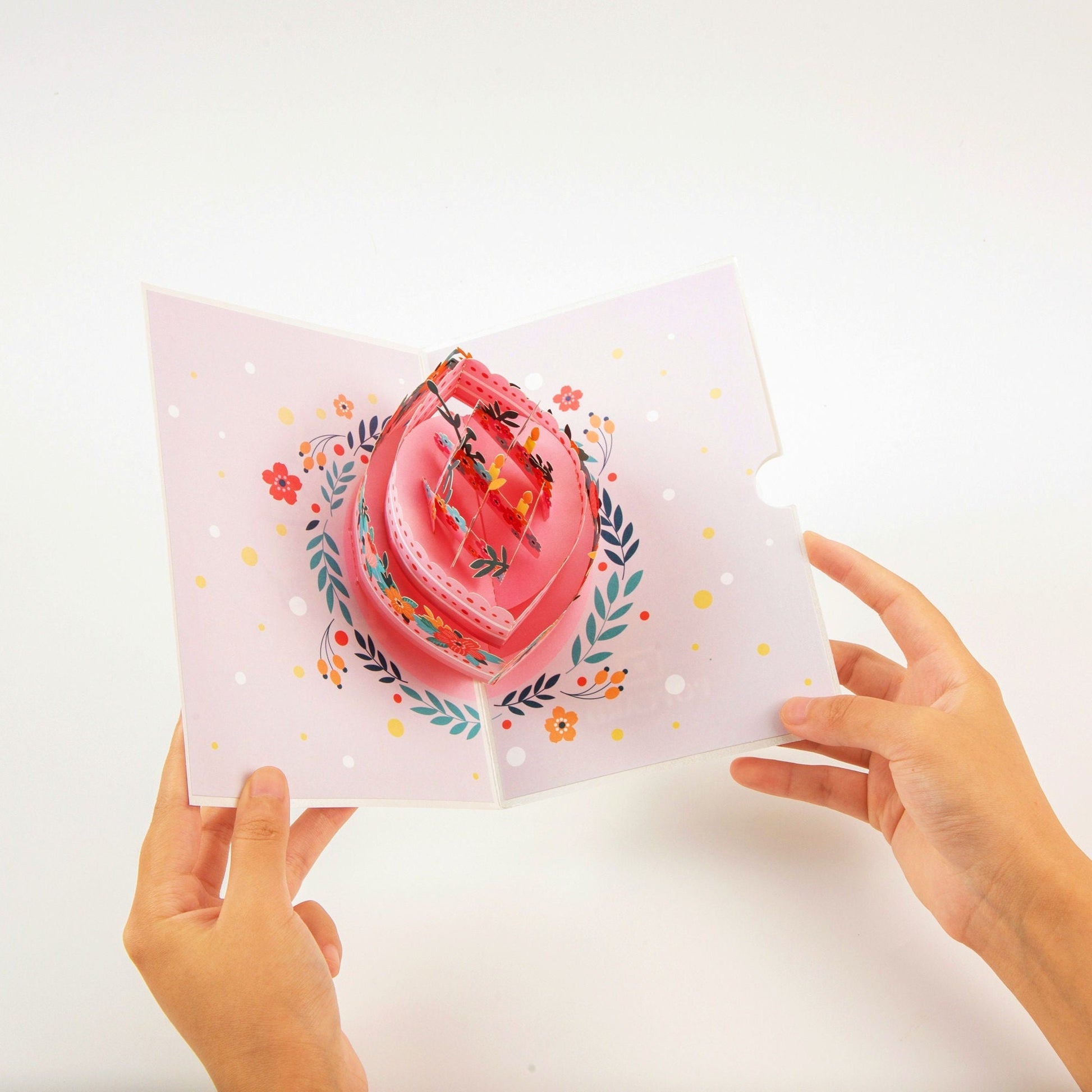 Blossom Bash Birthday Cake - Pop Up Birthday Card with Envelope - Unique 3D Birthday Greeting Card