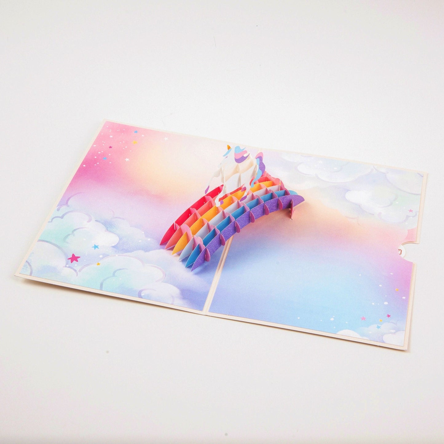 Magic Unicorn's Rainbow Bridge - Pop Up Greeting Card with Envelope - Unique 3D Birthday Card