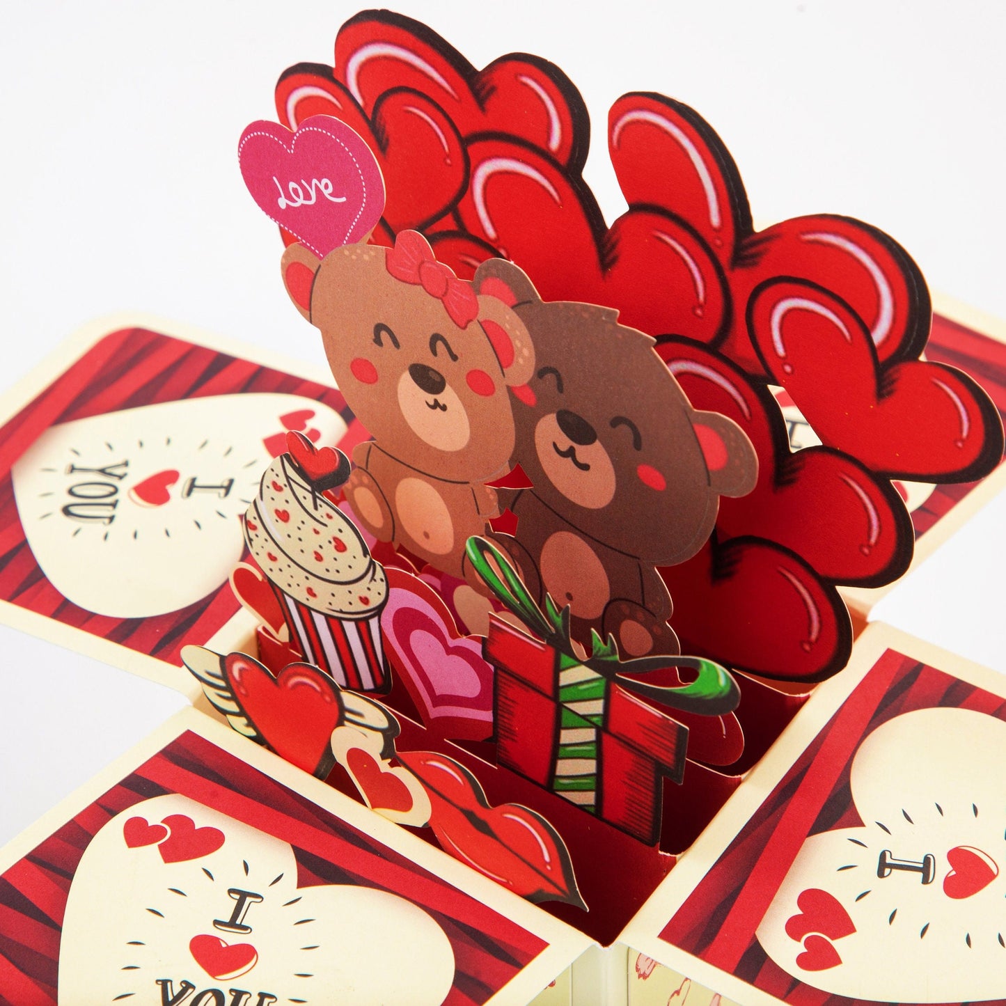 I Love You Beary Much - Love Bear Couple Valentine's Pop Up Card with Envelope - 3D Creative I Love You Card