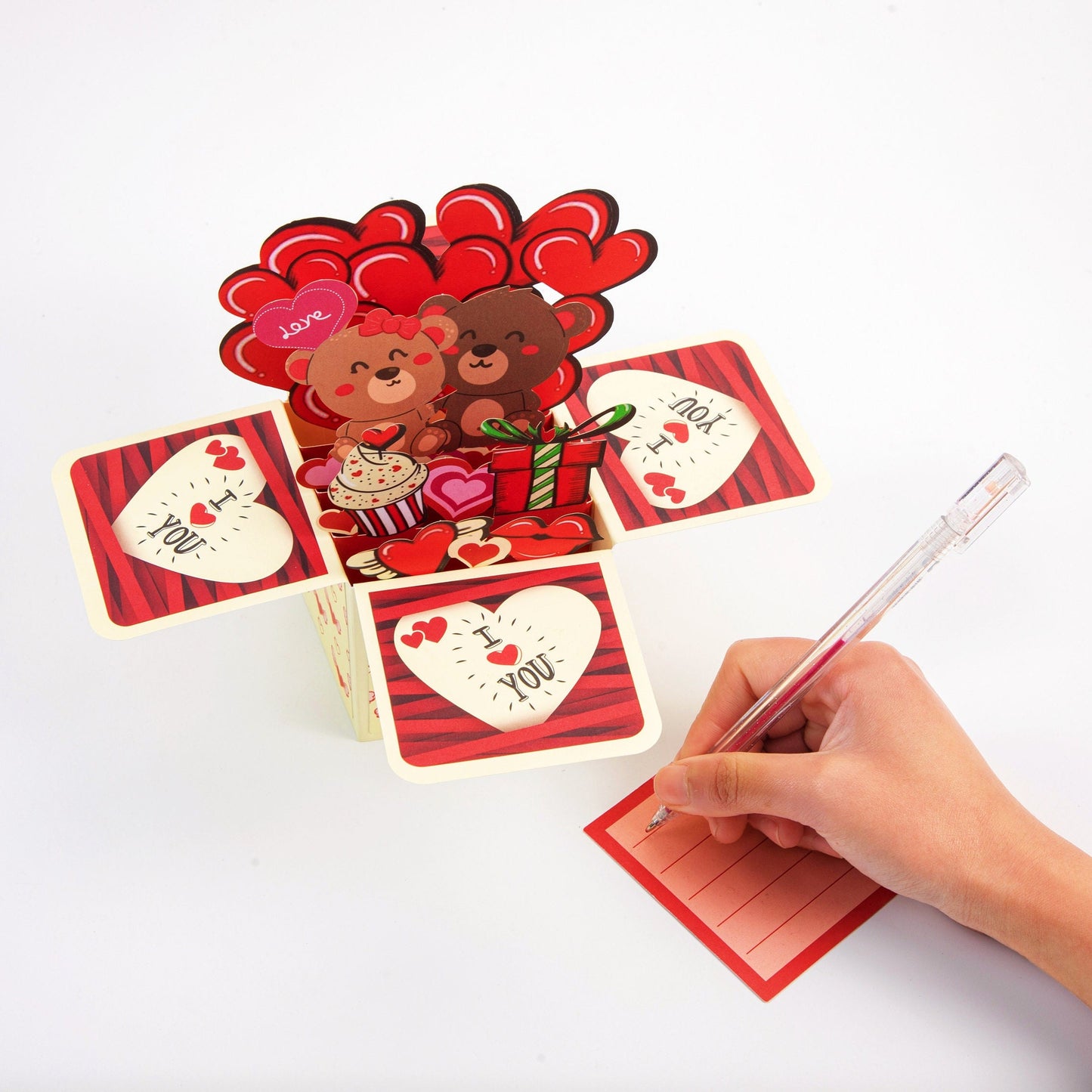 I Love You Beary Much - Love Bear Couple Valentine's Pop Up Card with Envelope - 3D Creative I Love You Card