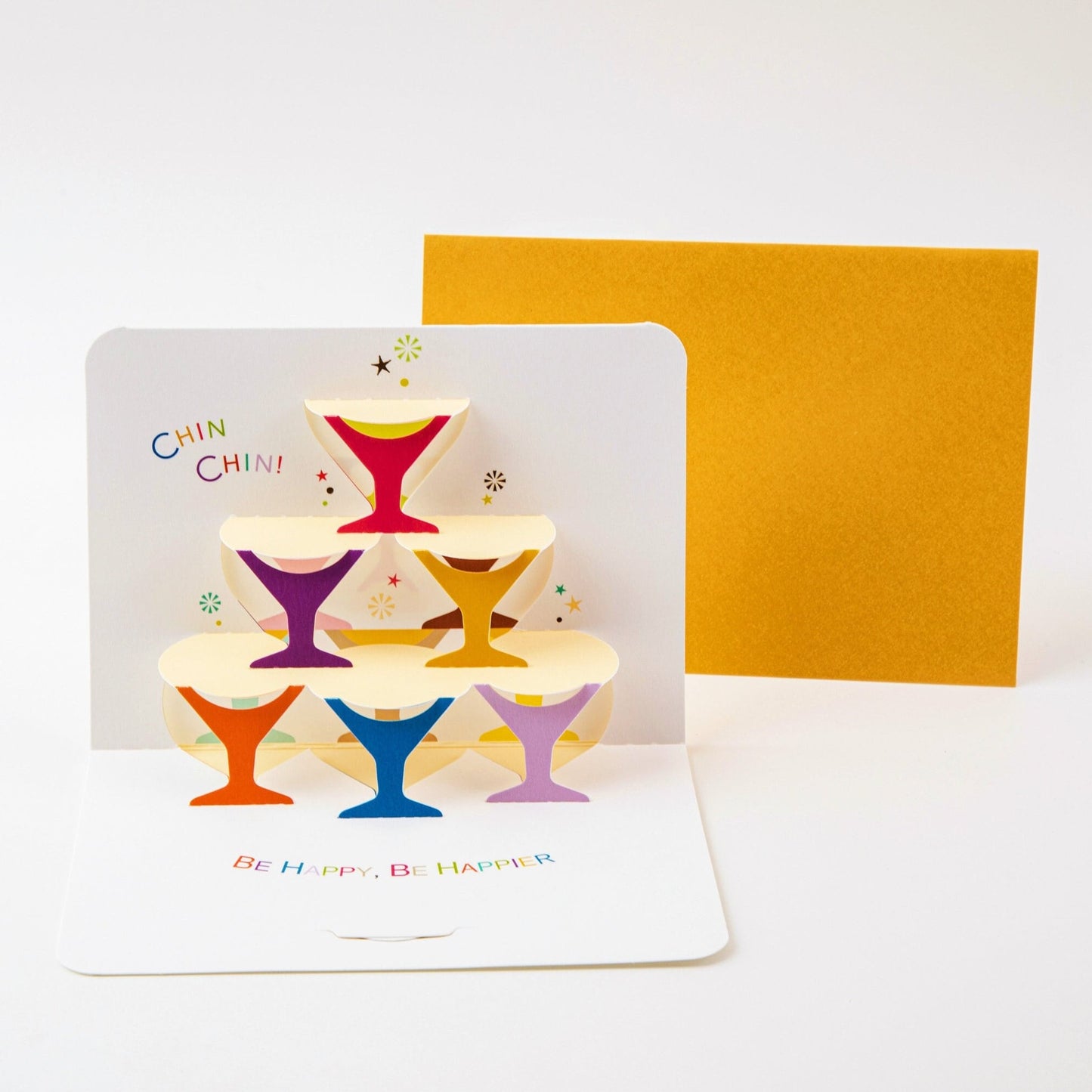 Champagne Tower - Pop Up Birthday Card with Envelope - Cute 3D Birthday Card