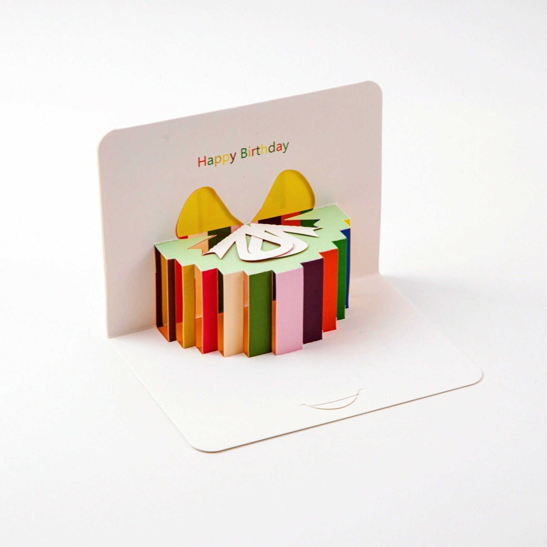 Present Box with Ribbon - Pop Up Birthday Card with Envelope - Cute 3D Birthday Greeting Card