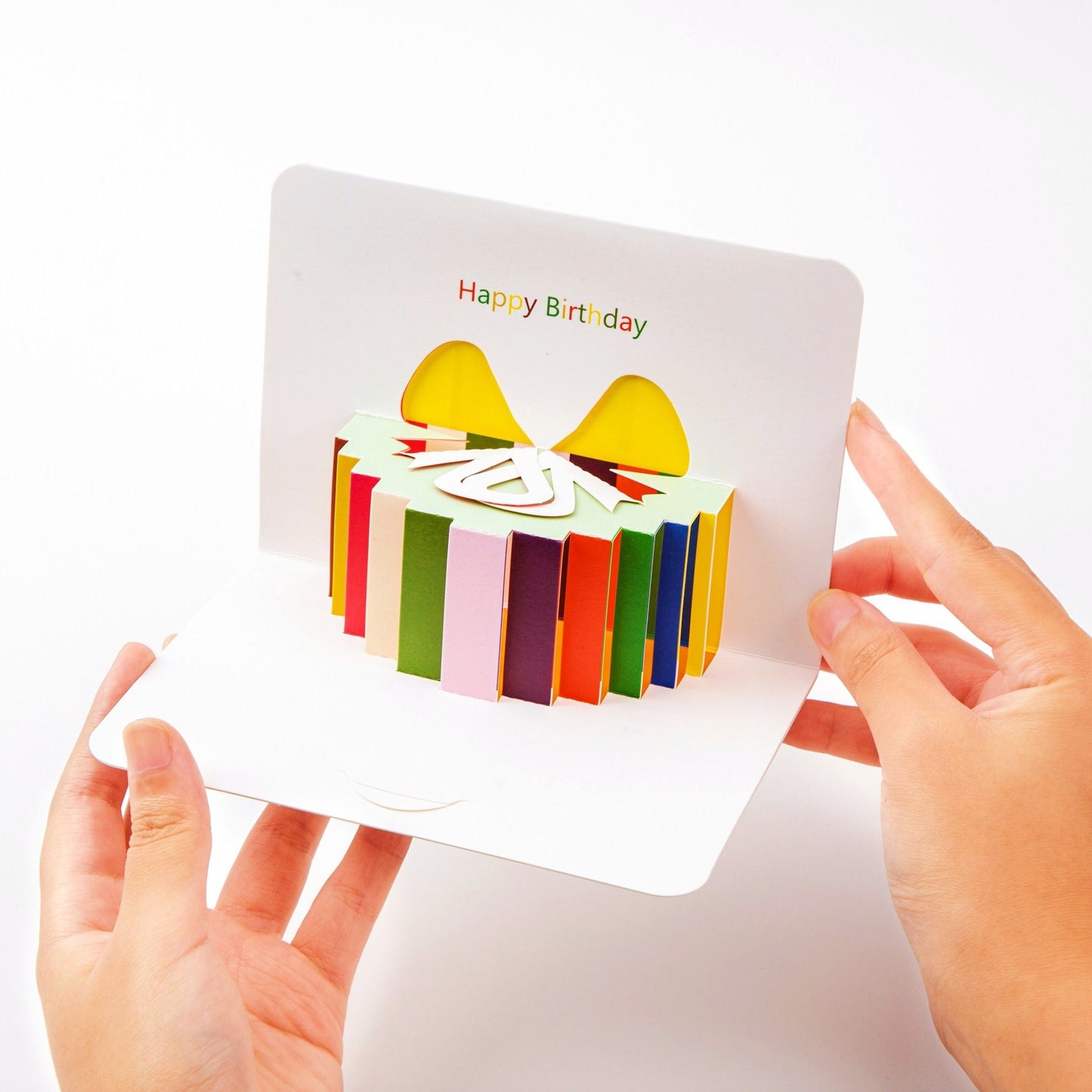 Present Box with Ribbon - Pop Up Birthday Card with Envelope - Cute 3D Birthday Greeting Card