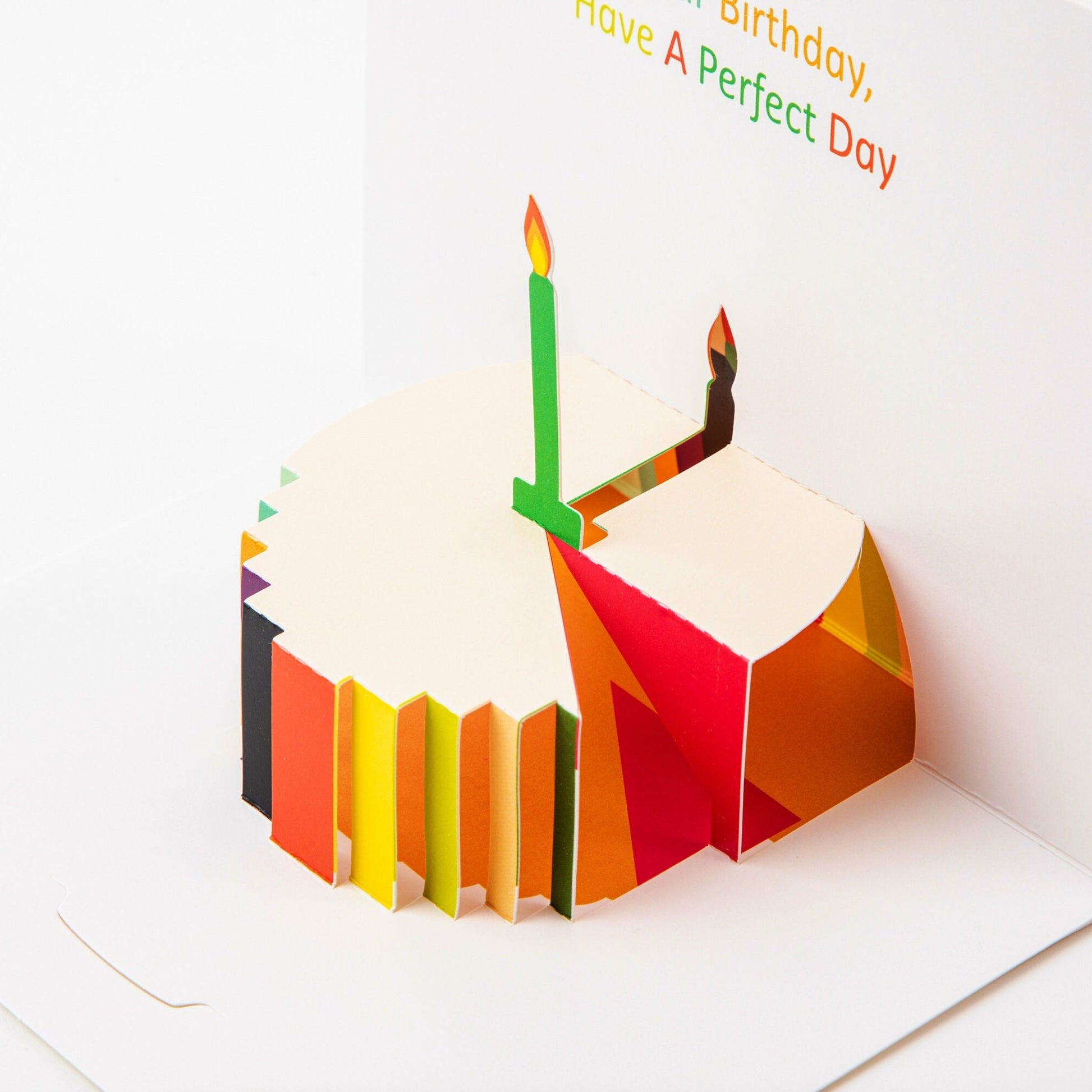 Birthday Cake with Candle - Pop Up Birthday Card with Envelope - Cute 3D Birthday Card