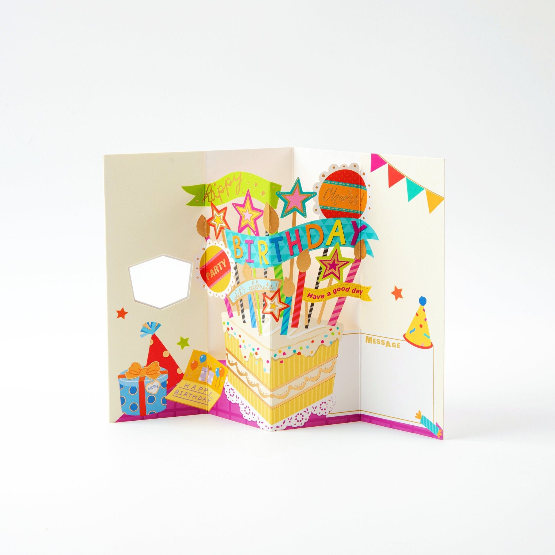 Cute Happy Birthday Cake Card - Pop Up Birthday Card with Envelope - Unique Greeting Card