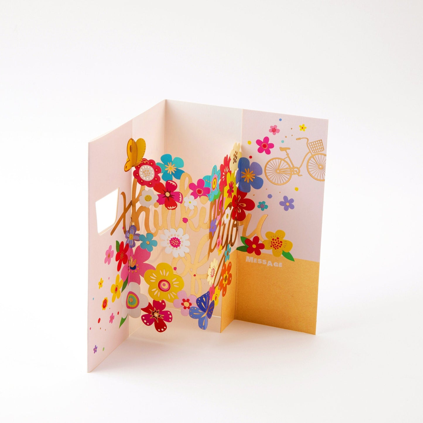 Flowers and Bicycle - Pop Up Greeting Card with Envelope - Cute Greeting Card