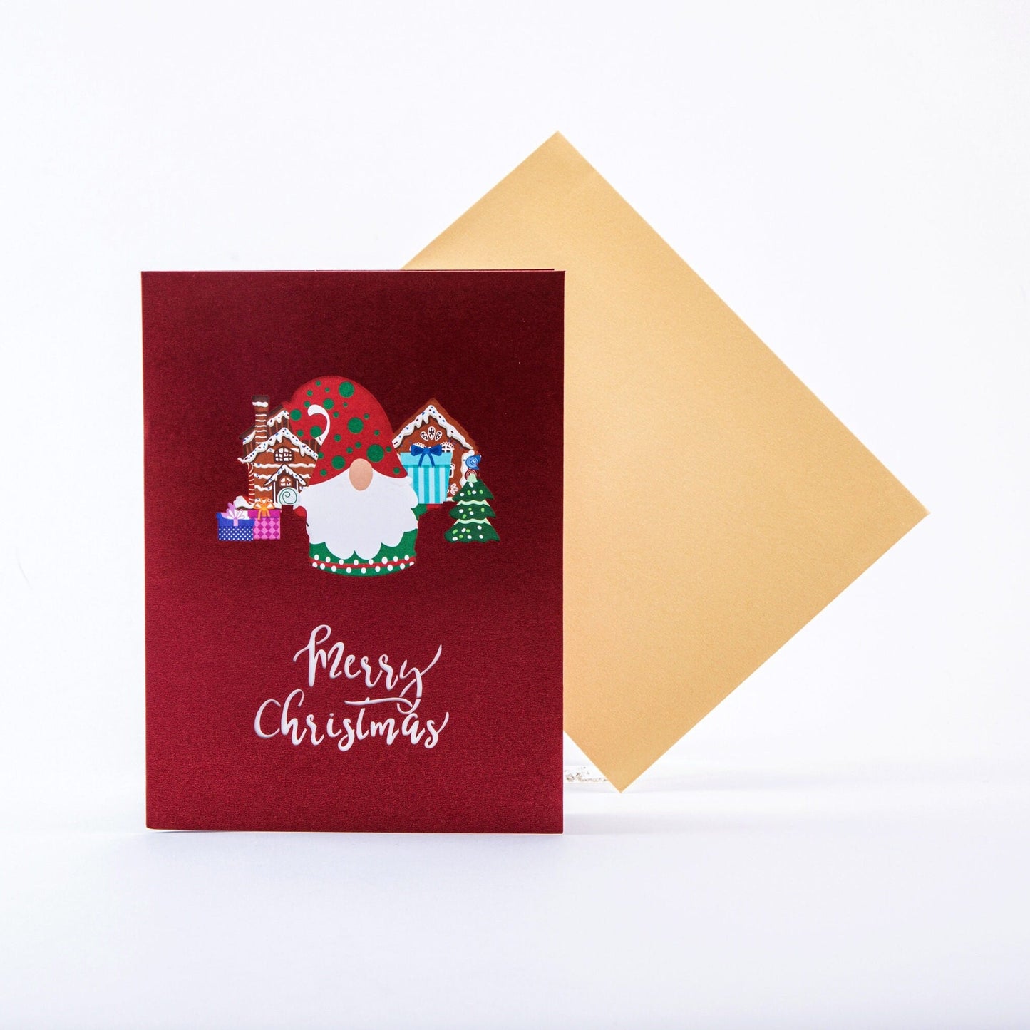 Santa Claus at Your Door - Merry Christmas Pop Up Greeting Card with Envelope - Unique 3D Holiday Greeting Card