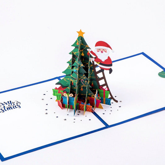 Decorating Christmas Tree - Merry Christmas Pop Up Greeting Card with Envelope - Unique 3D Holiday Greeting Card