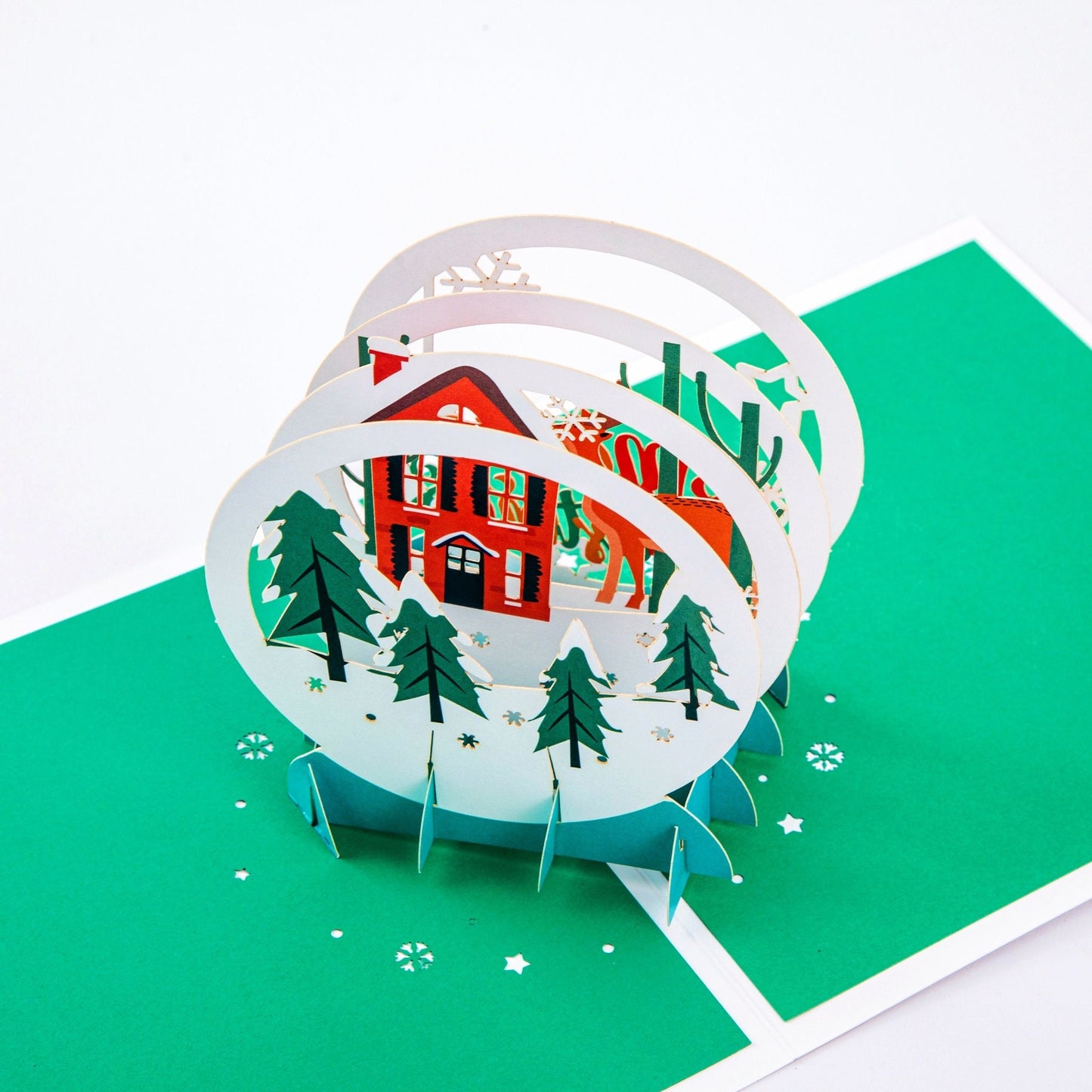 Snowy Crystal Ball - Merry Christmas Pop Up Greeting Card with Envelope - Unique 3D Holiday Greeting Card