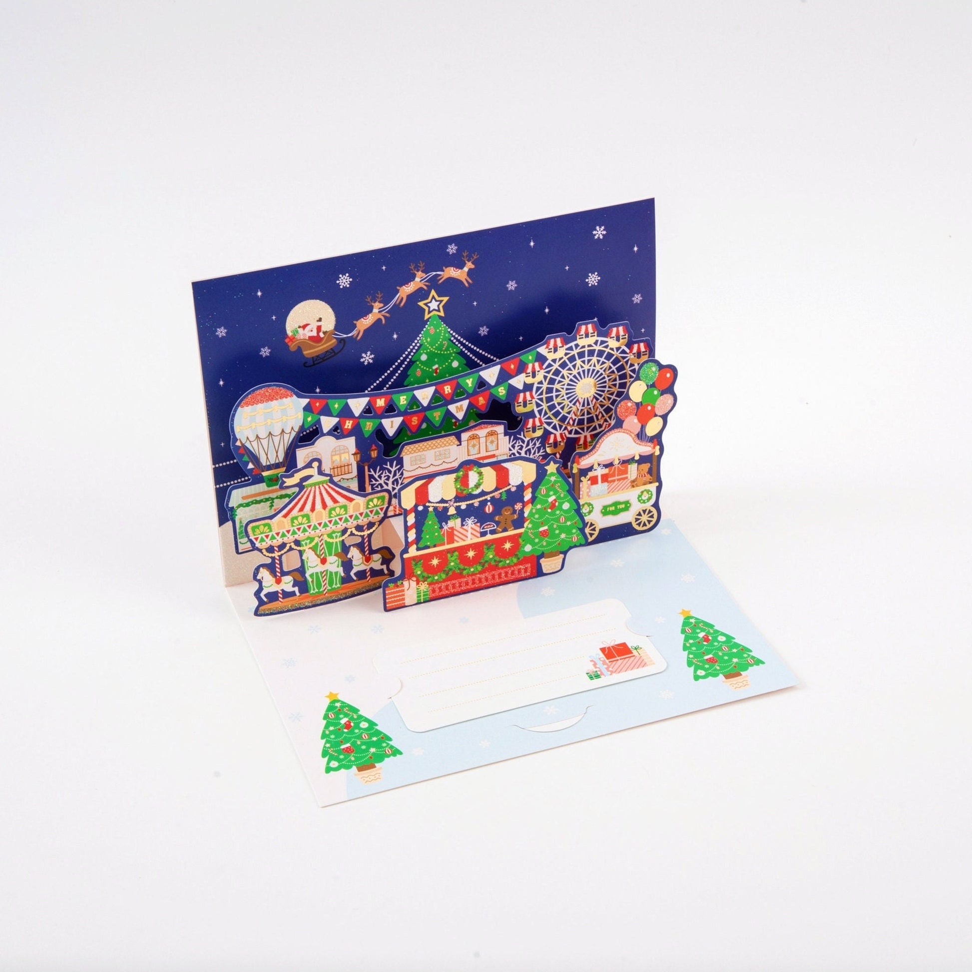 Winter Wonderland - Merry Christmas Pop Up Greeting Card with Envelope - Unique 3D Holiday Greeting Card