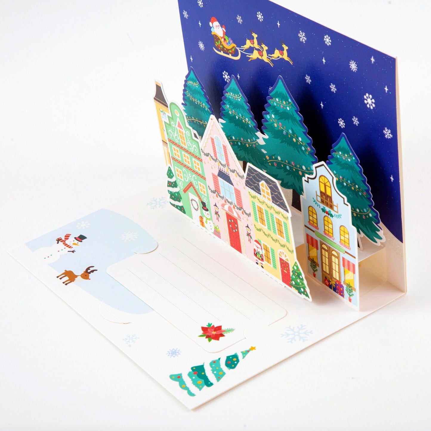 Santa's Arrival - Merry Christmas Pop Up Greeting Card with Envelope - Unique 3D New Year Greeting Card