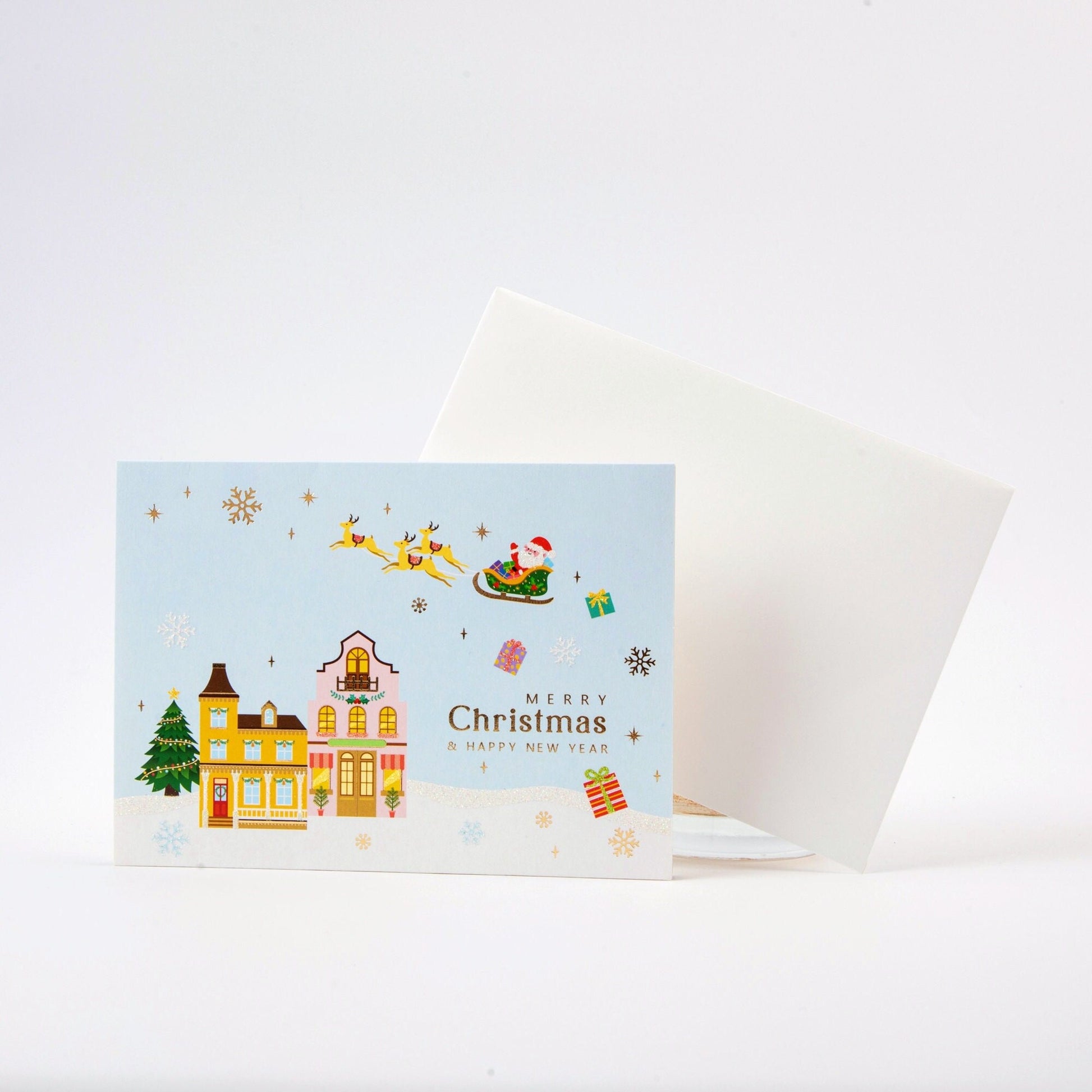 Santa's Arrival - Merry Christmas Pop Up Greeting Card with Envelope - Unique 3D New Year Greeting Card