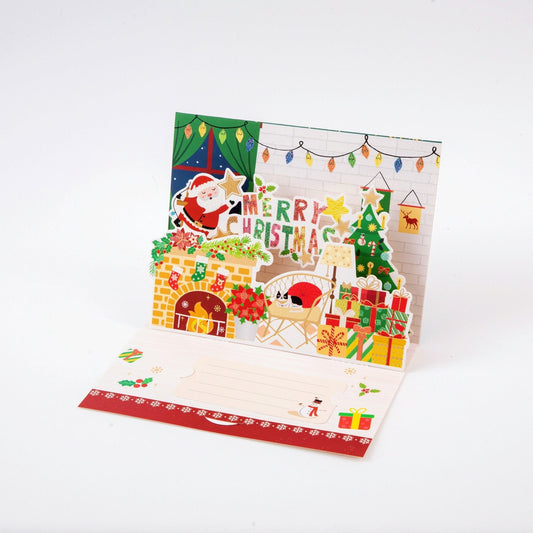 Santa Just Dropped Off Some Goodies - Merry Christmas Pop Up Greeting Card with Envelope - Unique 3D Holiday Greeting Card