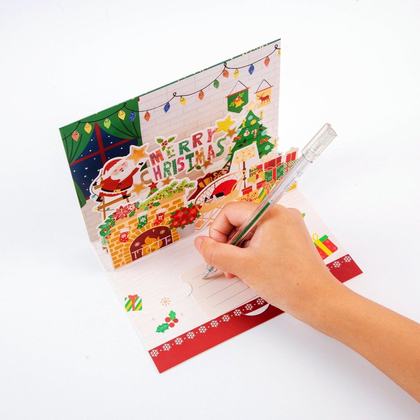 Santa Just Dropped Off Some Goodies - Merry Christmas Pop Up Greeting Card with Envelope - Unique 3D Holiday Greeting Card