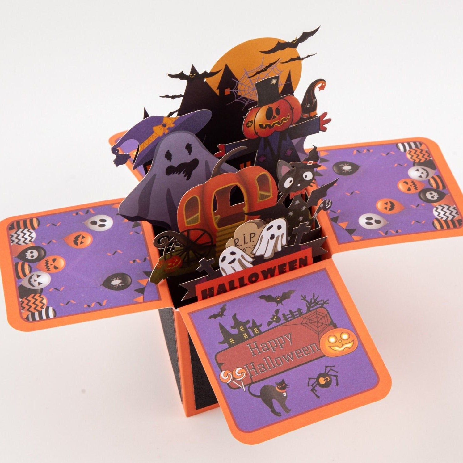 Halloween Pop-up Cards - Haunted Mansion 3D Pop-up Box - Unique Greeting Cards - Laser Cut Cards - with Envelope