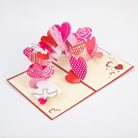 Hearty Heart - Valentine's Pop-up Card - 3D Creative Unique Greeting Card - Laser Cut Card - with Envelope