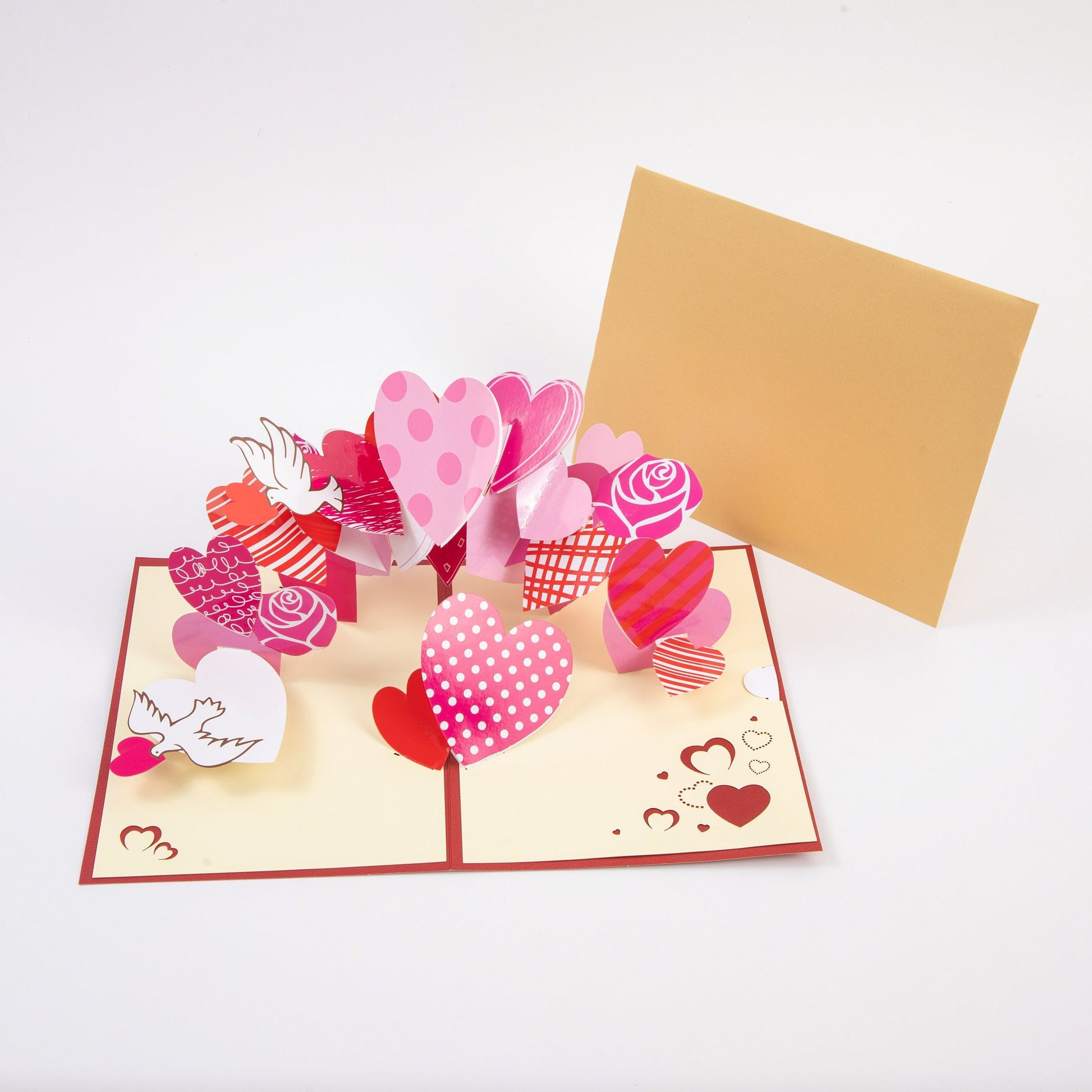 Hearty Heart - Valentine's Pop-up Card - 3D Creative Unique Greeting Card - Laser Cut Card - with Envelope