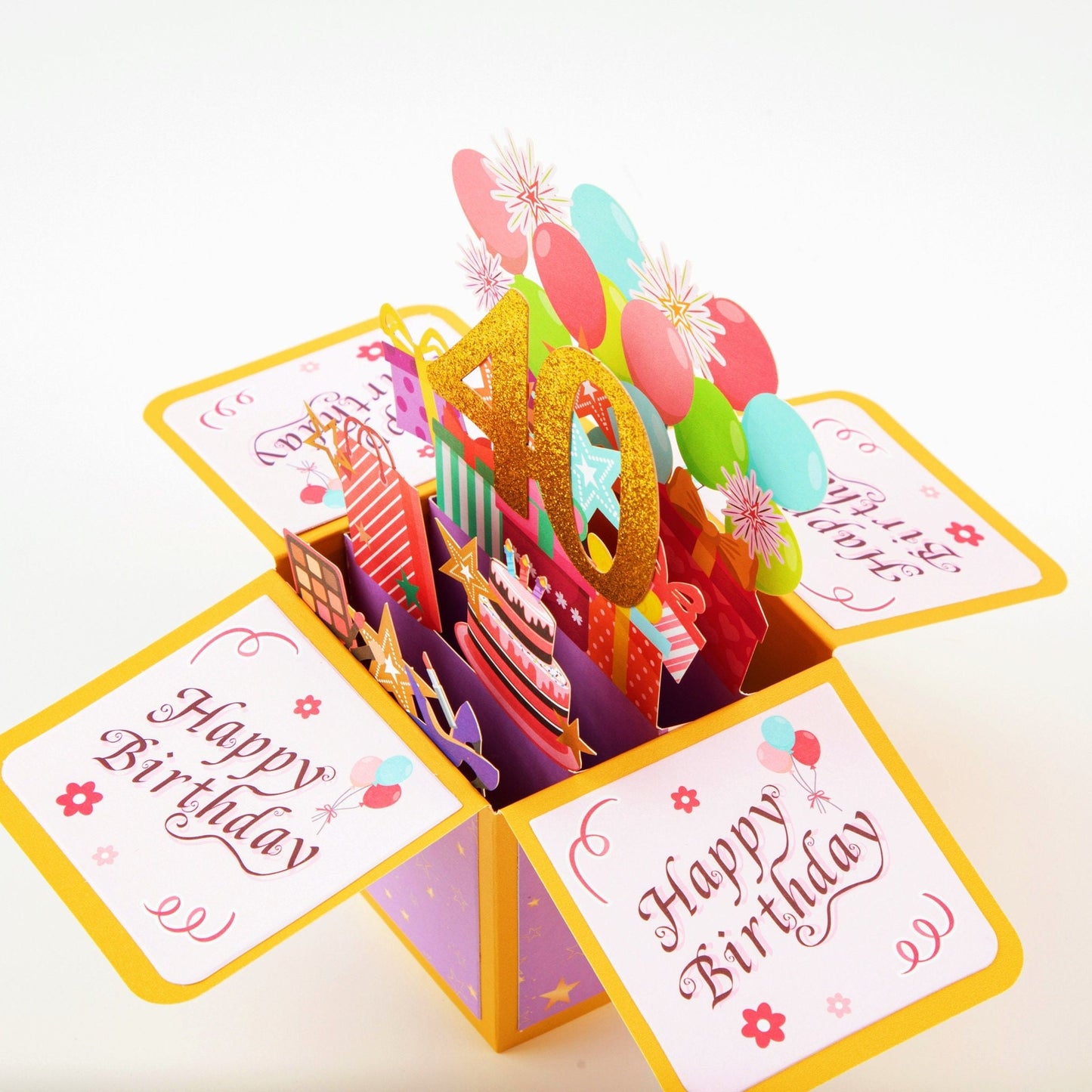 Happy 40th Birthday Surprise Box - Pop Up Birthday Card with Envelope - Unique 3D Birthday Greeting Card