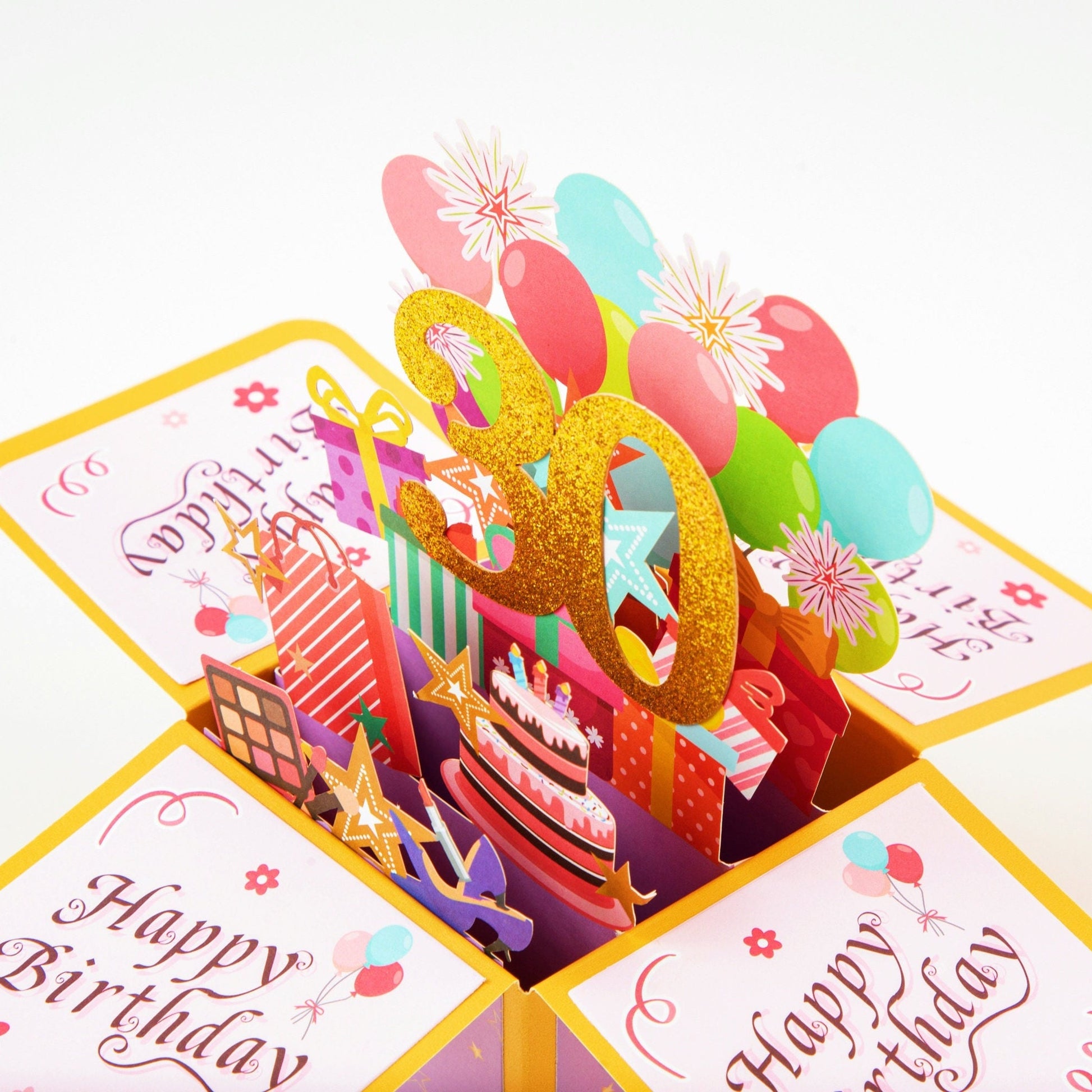 Happy 30th Birthday Surprise Box - Pop Up Birthday Card with Envelope - Unique 3D Birthday Greeting Card