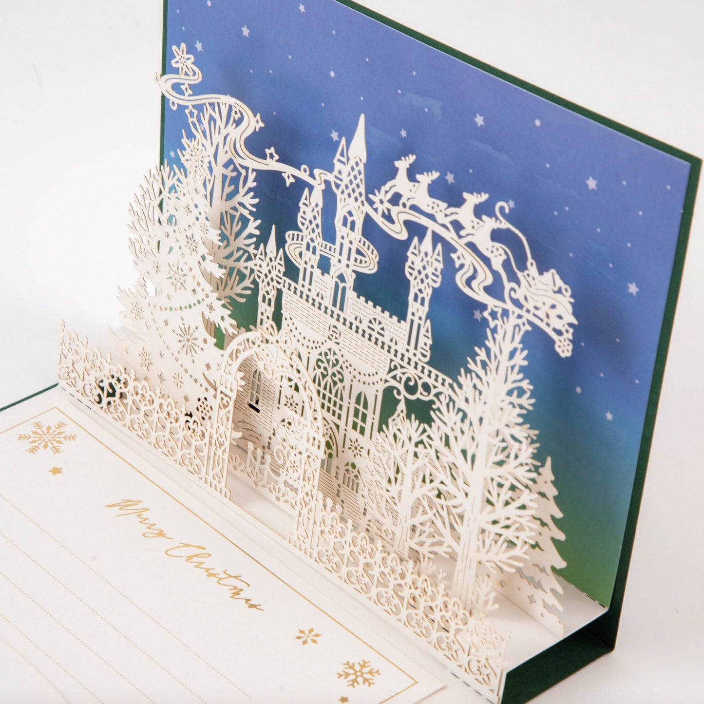 Enchanted Winter Wonderland - Merry Christmas Pop-up Card - 3D Creative Unique Greeting Card - Laser Cut Card - with Envelope