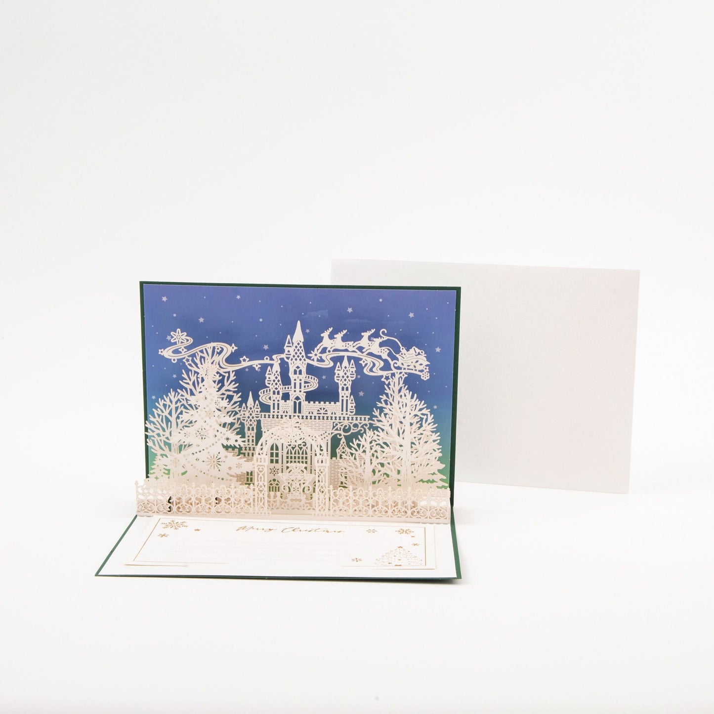 Enchanted Winter Wonderland - Merry Christmas Pop-up Card - 3D Creative Unique Greeting Card - Laser Cut Card - with Envelope