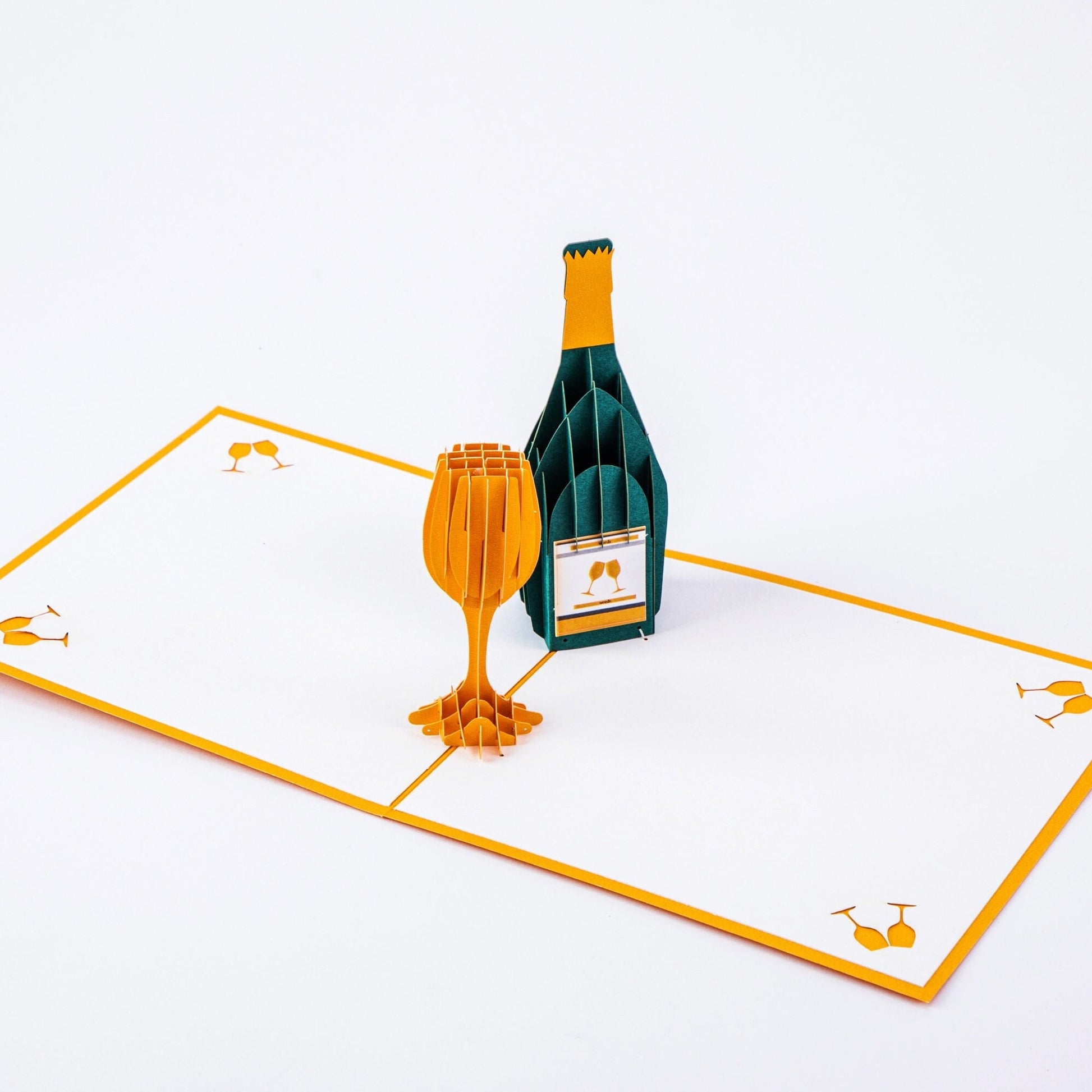 Champagne and Glass - Celebration Popup Card with Envelope - 3D Unique Greeting Card