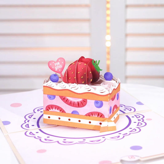 You're So Sweet! - 3D Strawberry Cake Greeting Card with Envelope- Unique Popup Greeting Card