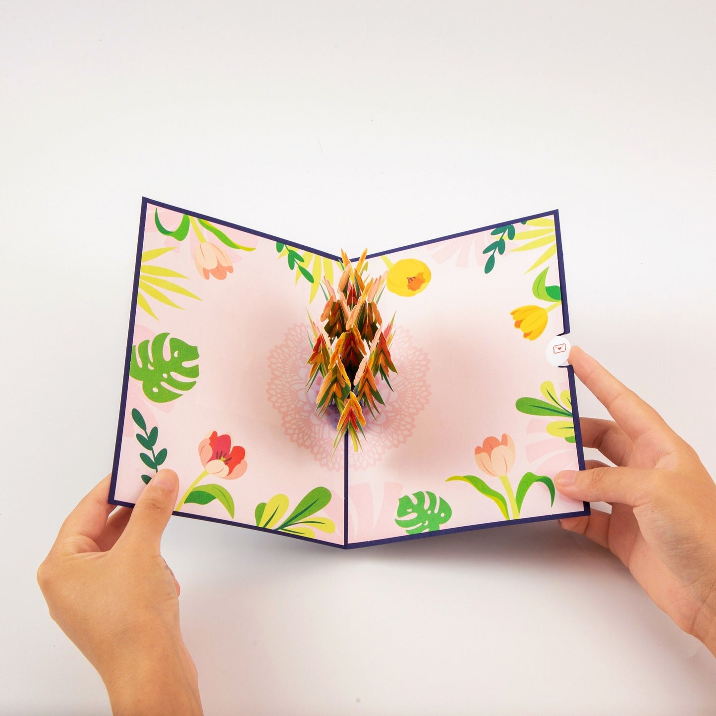 Spring Tulip Bouquet - Pop Up Flower Greeting Card with Envelope - Unique 3D Floral Greeting Card