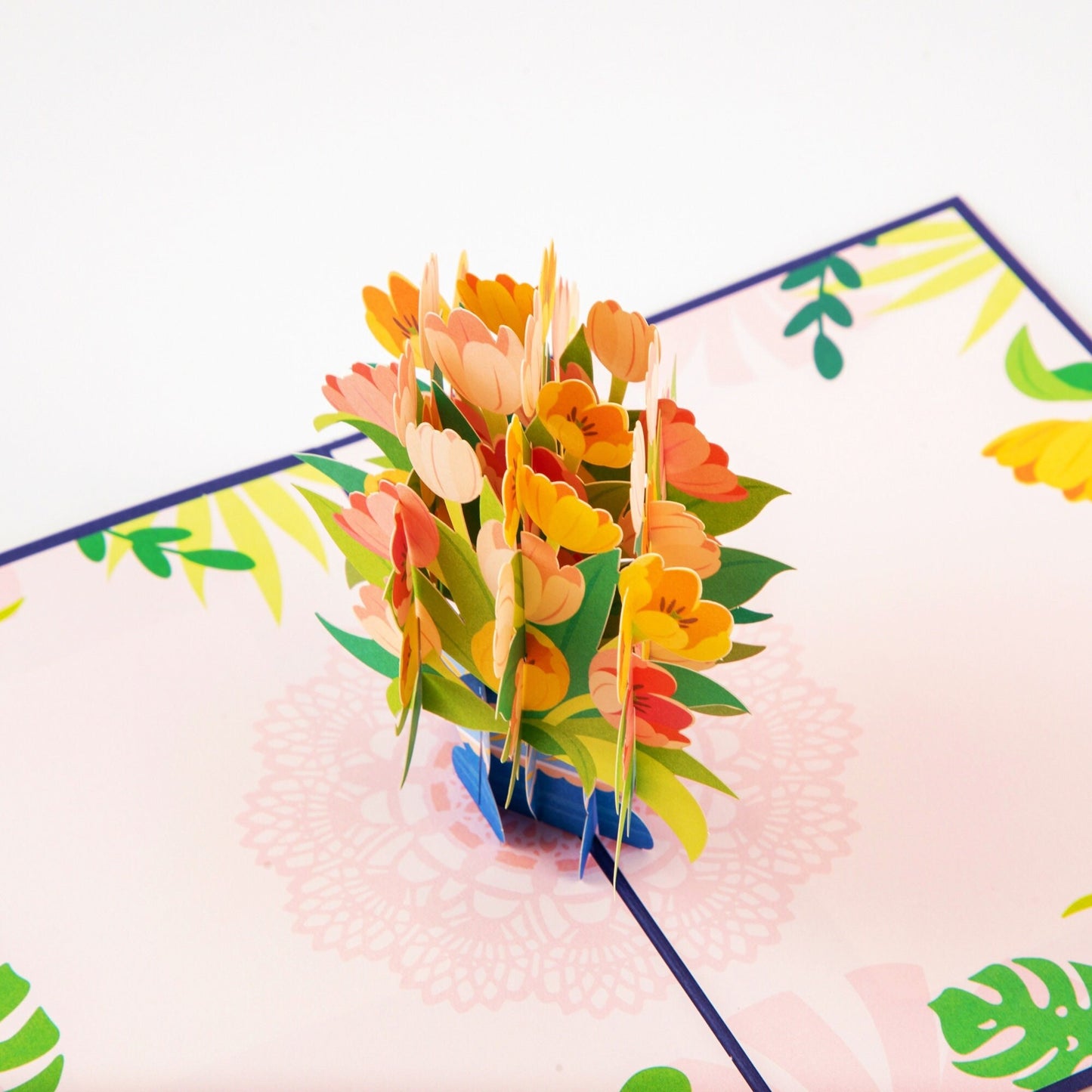 Spring Tulip Bouquet - Pop Up Flower Greeting Card with Envelope - Unique 3D Floral Greeting Card