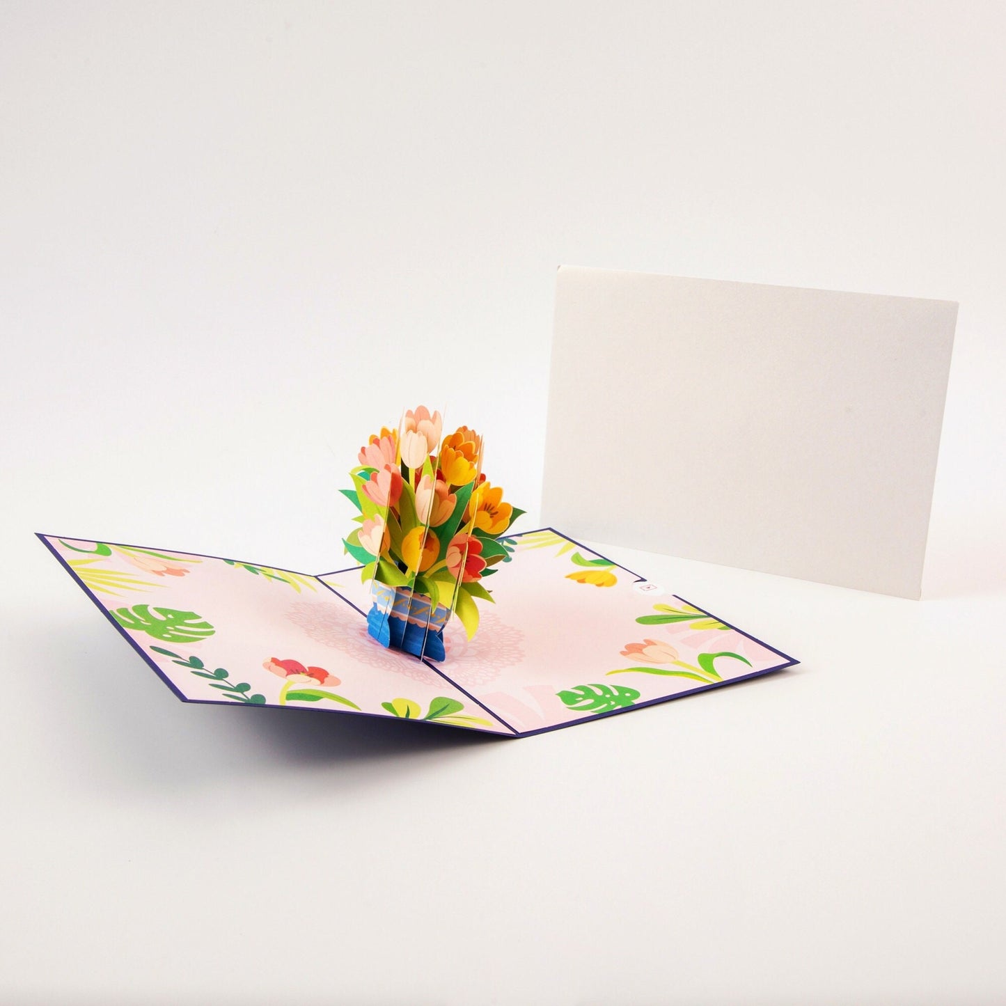 Spring Tulip Bouquet - Pop Up Flower Greeting Card with Envelope - Unique 3D Floral Greeting Card