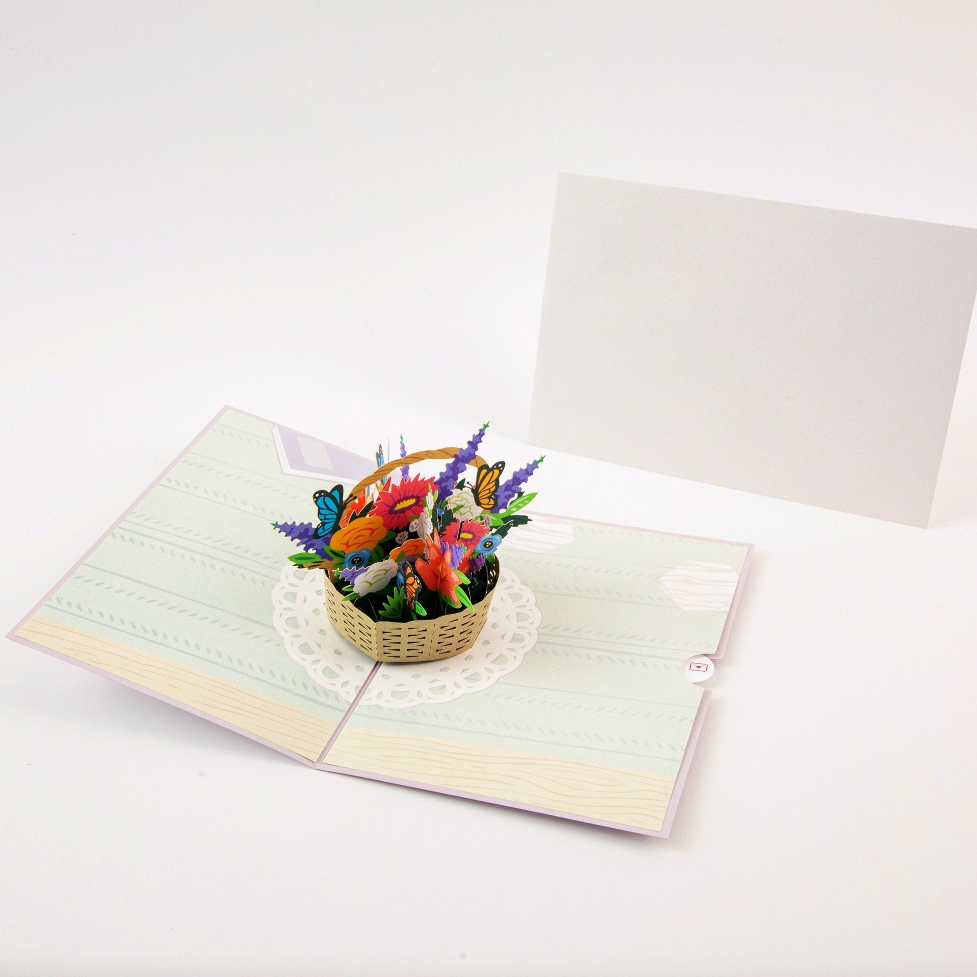 Floral Basket Greeting Card - Pop Up Flower Greeting Card with Envelope - Unique 3D Greeting Card