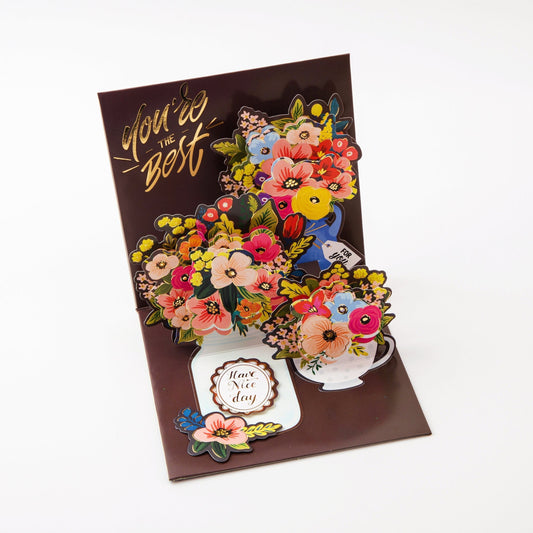 Elegance in Bloom - Flower Pop Up Greeting Card - Unique 3D Floral Greeting Card