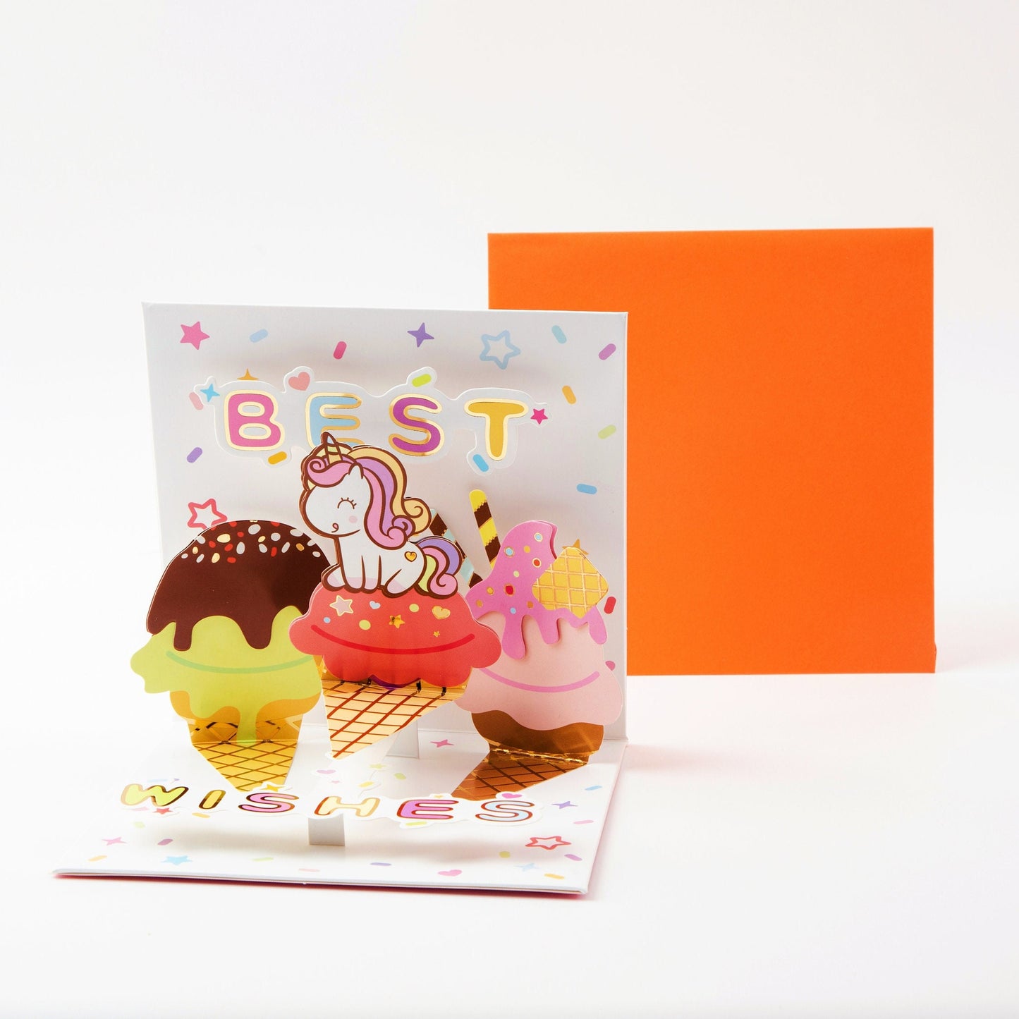 Unicorn's Sweet Treat - Pop Up Birthday Card with Envelope - Unique 3D Birthday Greeting Card